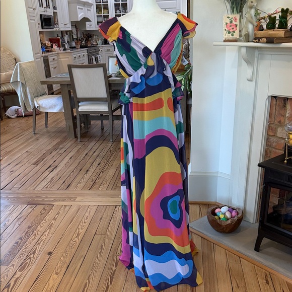 Hutch Multicolor Abstract Ruffle Maxi Dress - Picture 5 of 11